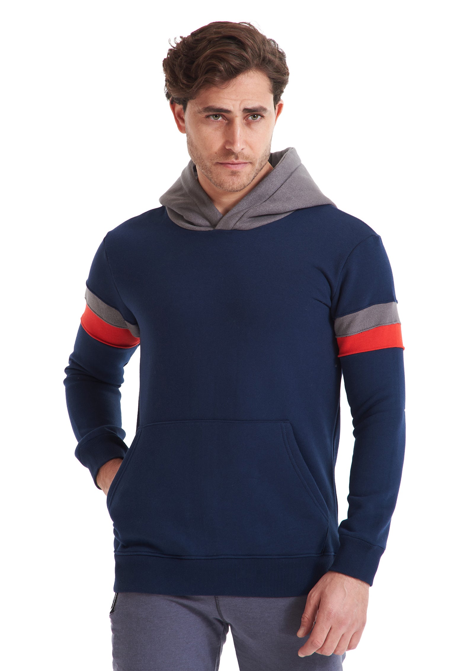 D.Blue& Gray Hoodie Sweatshirt